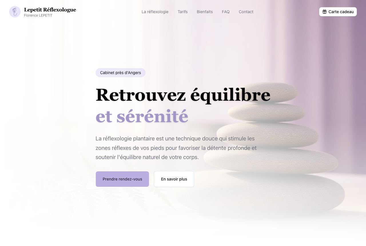 Page d'accueil du site Le Petit Réflexologue
